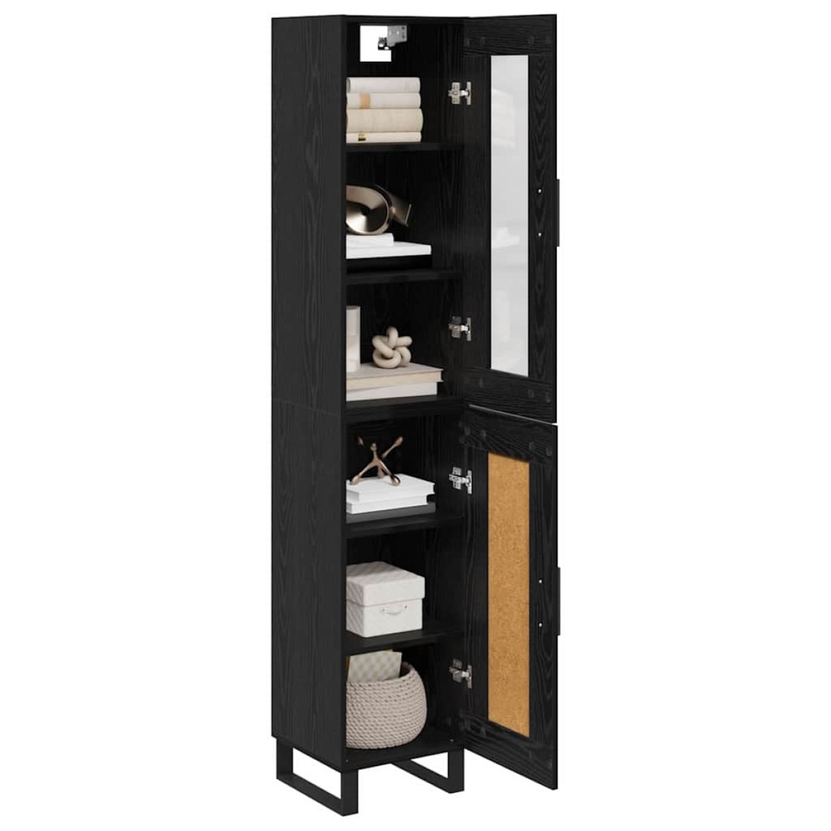 vidaXL Highboard Μαύρη Οξυά 34,5 x 34 x 180 εκ. Επεξεργασμένο Ξύλο