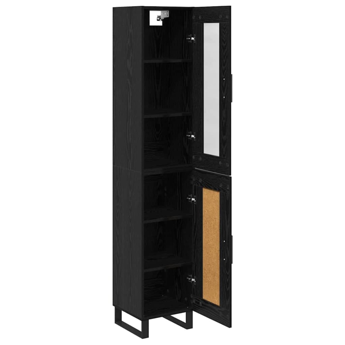 vidaXL Highboard Μαύρη Οξυά 34,5 x 34 x 180 εκ. Επεξεργασμένο Ξύλο
