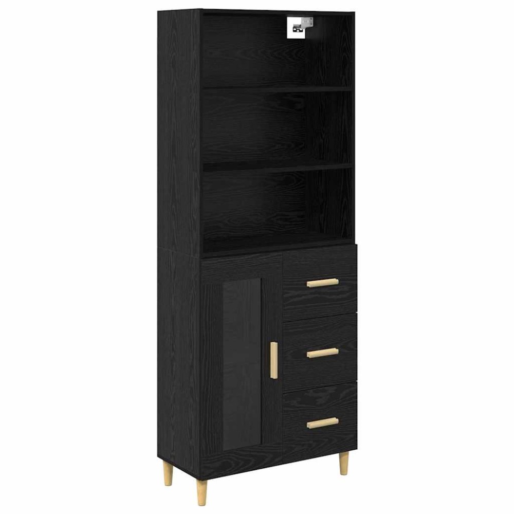 vidaXL Highboard Μαύρη Οξυά 69,5 x 32,5 x 180 εκ Επεξεργασμένο Ξύλο