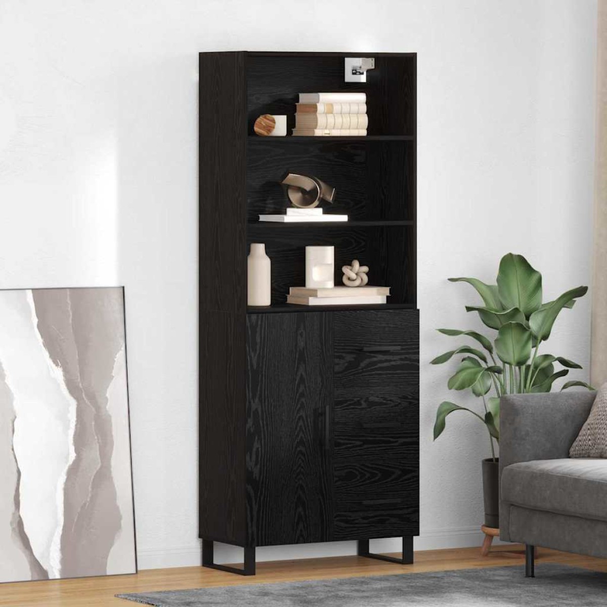 vidaXL Highboard 2 τμχ. Μαύρη Οξυά 69,5 x 34 x 180 εκ.