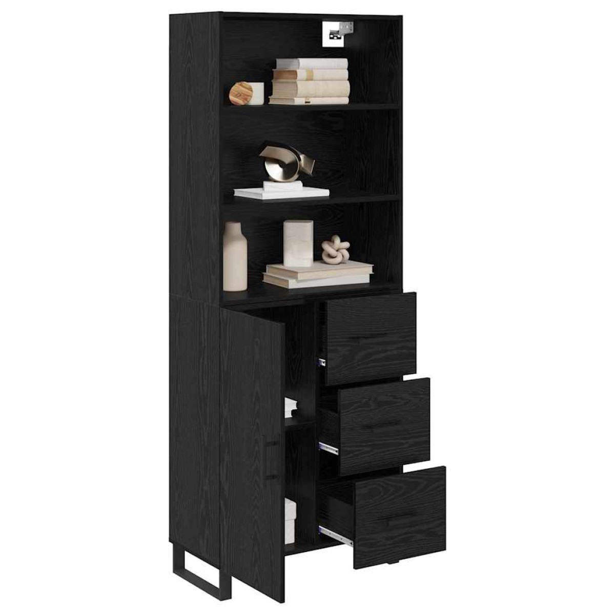 vidaXL Highboard 2 τμχ. Μαύρη Οξυά 69,5 x 34 x 180 εκ.
