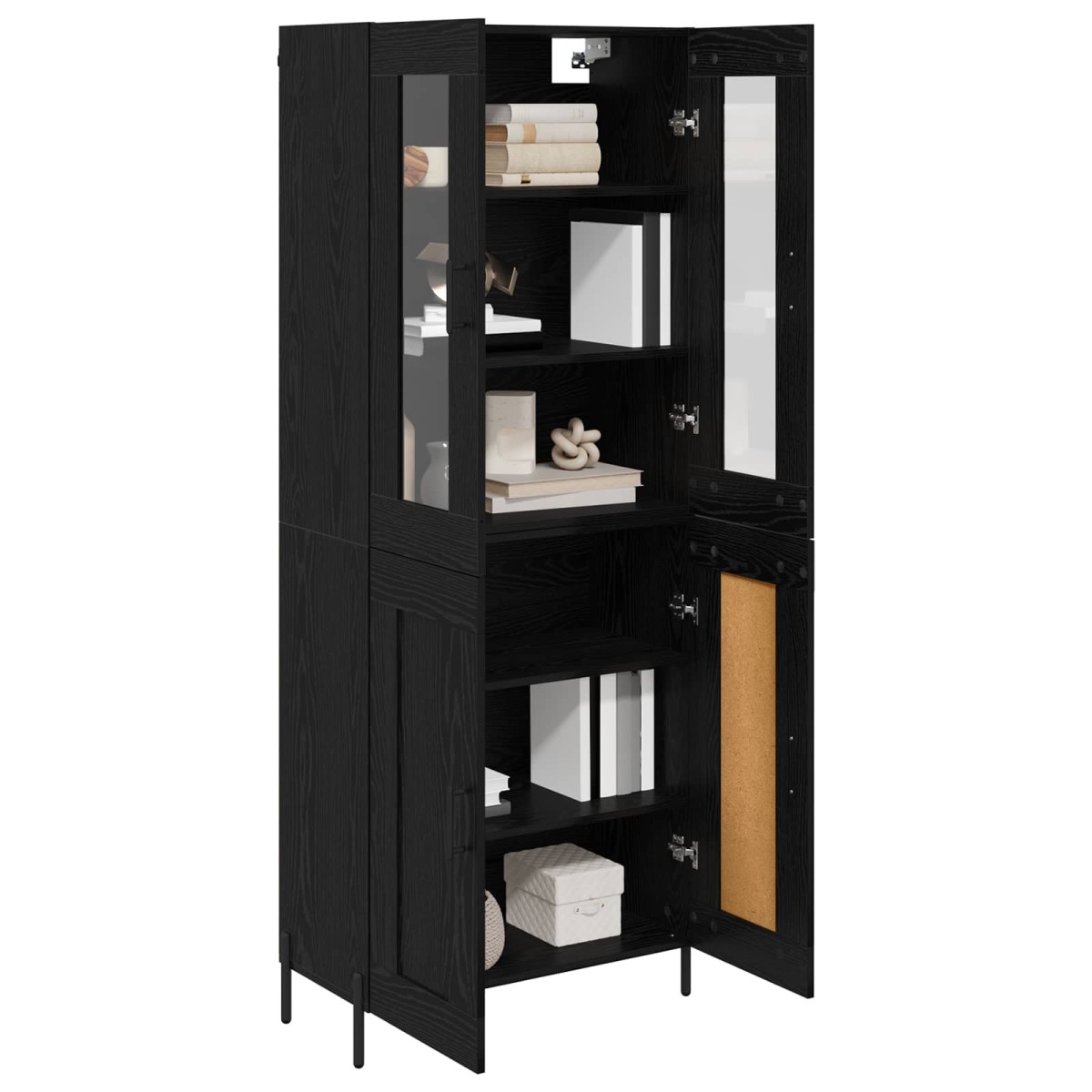 vidaXL Highboard Μαύρη Οξυά 69,5 x 34 x 180 εκ. Επεξεργασμένο Ξύλο