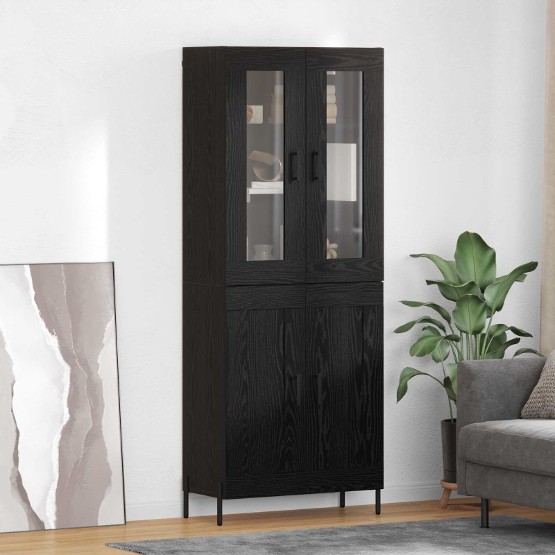 vidaXL Highboard Μαύρη Οξυά 69,5 x 34 x 180 εκ. Επεξεργασμένο Ξύλο