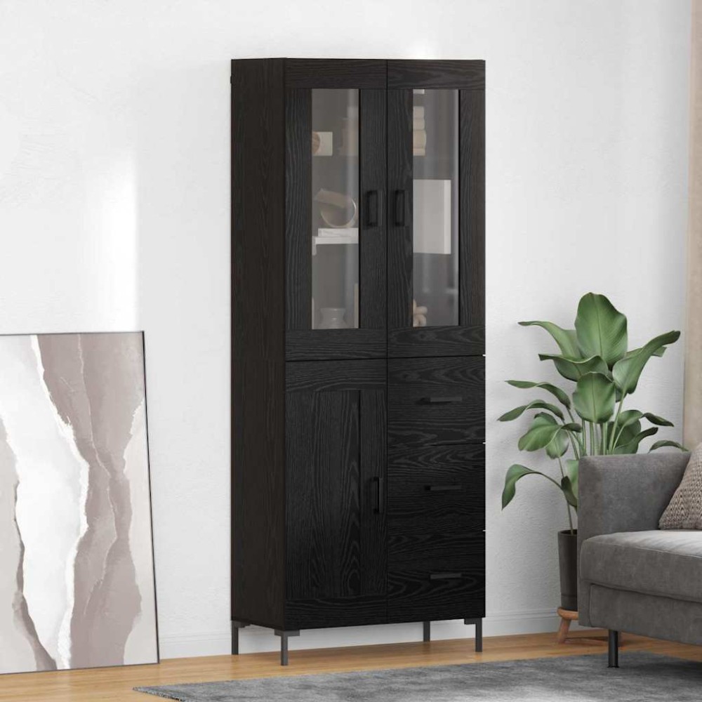 vidaXL Highboard 2 τμχ. Μαύρη Οξυά 69,5 x 34 x 180 εκ.