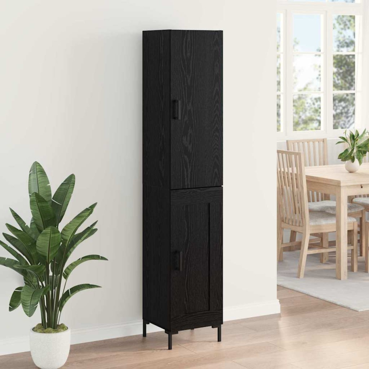 vidaXL Highboard Μαύρη Οξυά 34,5 x 34 x 180 εκ. Επεξεργασμένο Ξύλο