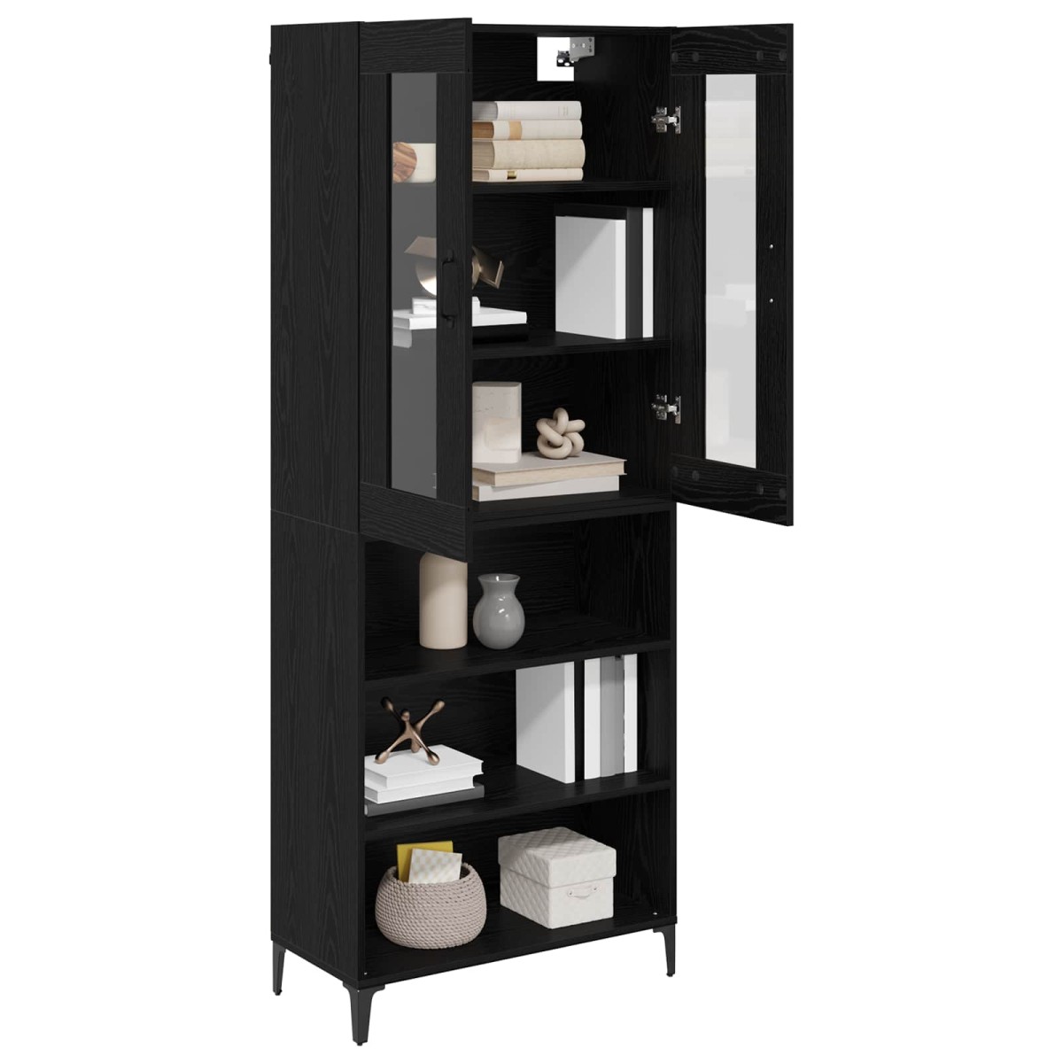 vidaXL Highboard Μαύρη Οξυά 69,5 x 34 x 180 εκ. Επεξεργασμένο Ξύλο
