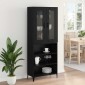 vidaXL Highboard Μαύρη Οξυά 69,5 x 34 x 180 εκ. Επεξεργασμένο Ξύλο