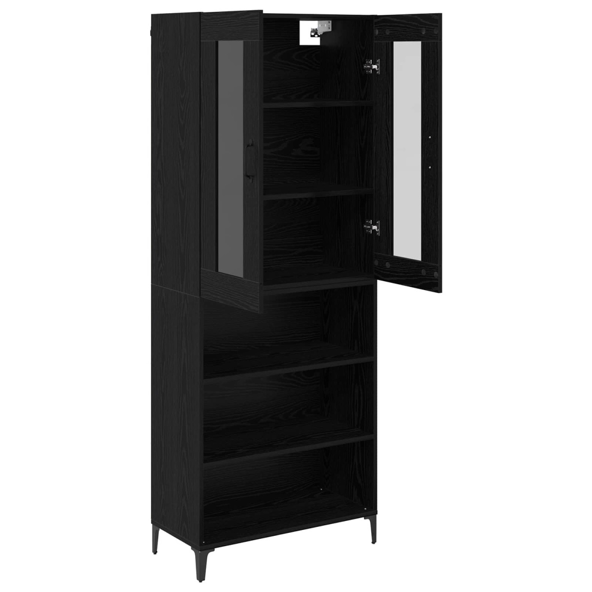 vidaXL Highboard Μαύρη Οξυά 69,5 x 34 x 180 εκ. Επεξεργασμένο Ξύλο