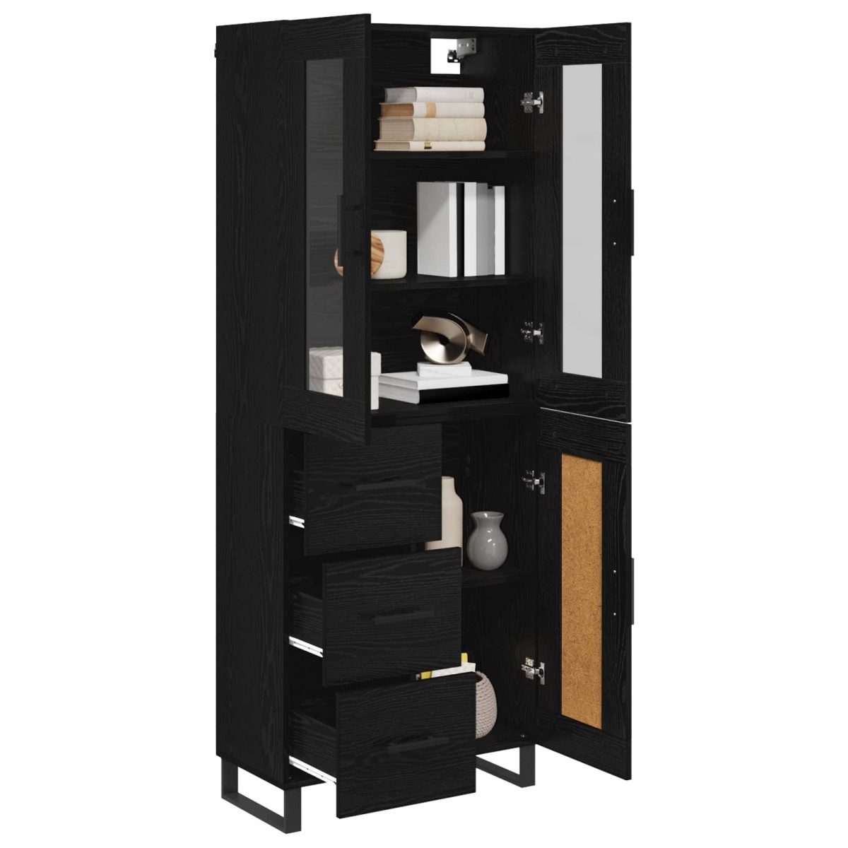 vidaXL Highboard 2 τμχ. Μαύρη Οξυά 69,5 x 34 x 180 εκ.