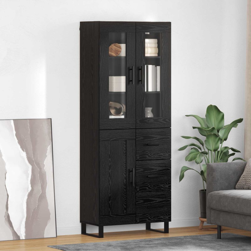 vidaXL Highboard 2 τμχ. Μαύρη Οξυά 69,5 x 34 x 180 εκ.