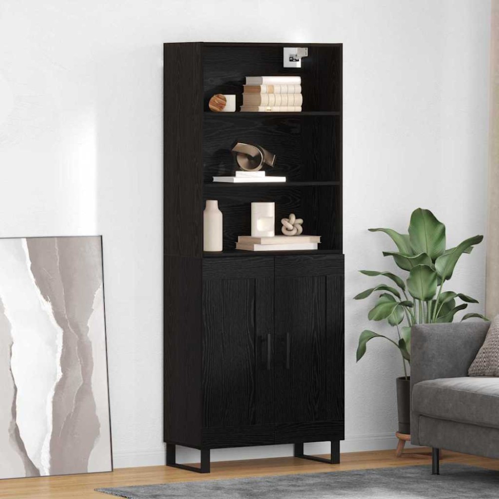 vidaXL Highboard 2 τμχ. Μαύρη Οξυά 69,5 x 34 x 180 εκ.