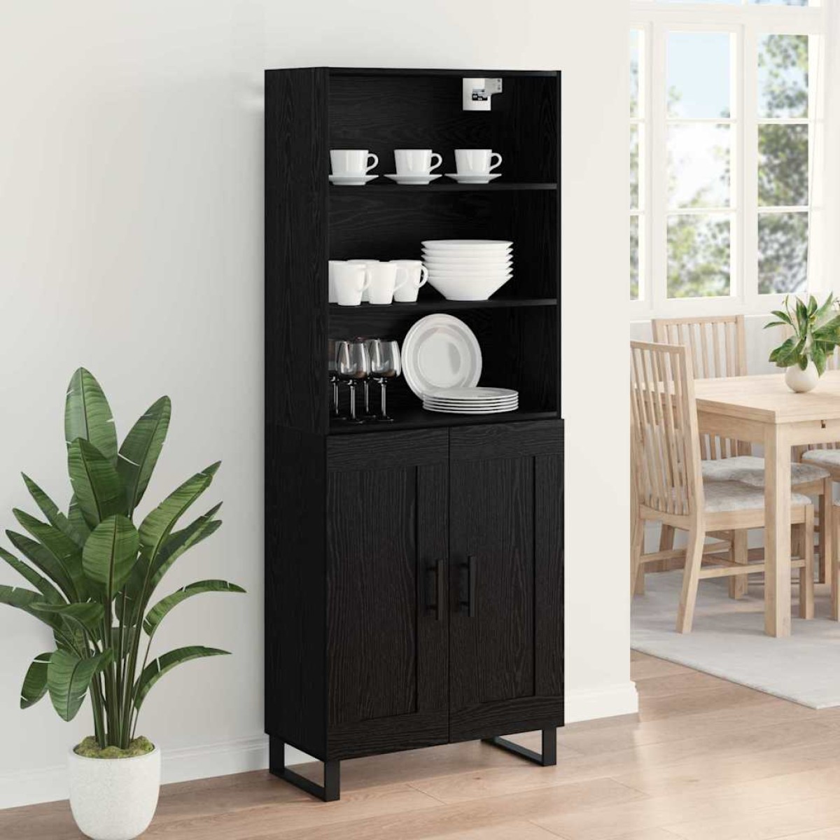 vidaXL Highboard 2 τμχ. Μαύρη Οξυά 69,5 x 34 x 180 εκ.