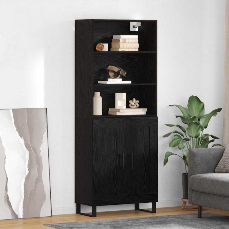 vidaXL Highboard 2 τμχ. Μαύρη Οξυά 69,5 x 34 x 180 εκ.