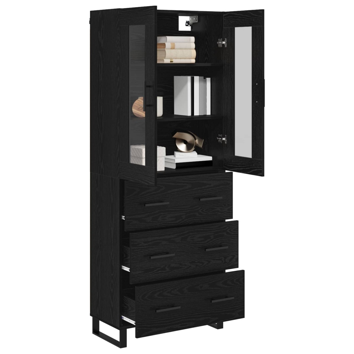 vidaXL Highboard 2 τμχ. Μαύρη Οξυά 69,5 x 34 x 180 εκ.