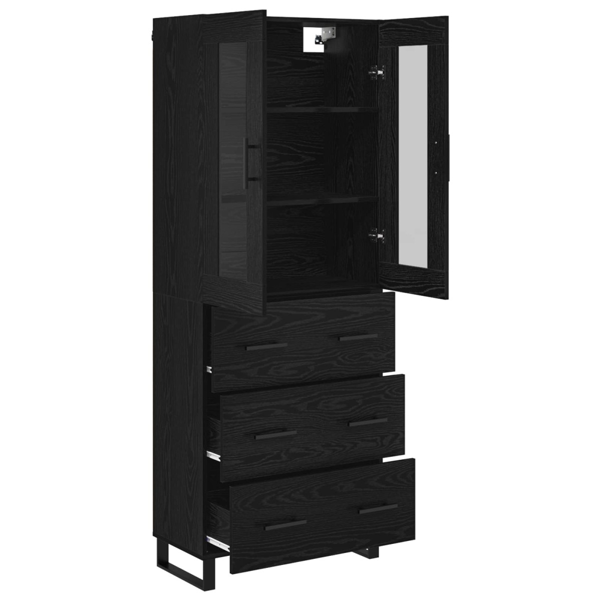 vidaXL Highboard 2 τμχ. Μαύρη Οξυά 69,5 x 34 x 180 εκ.