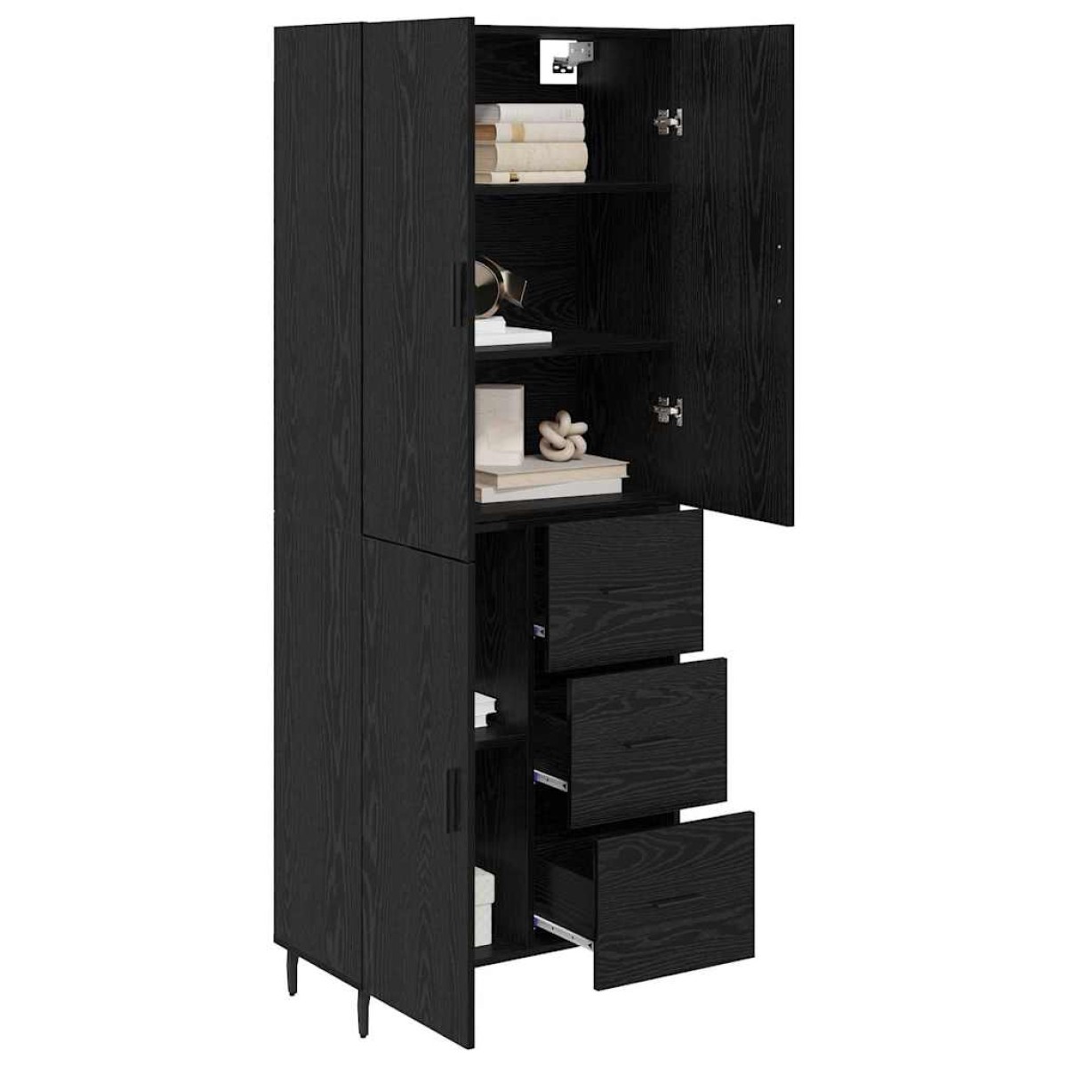 vidaXL Highboard 2 τμχ. Μαύρη δρυς 69,5 x 34 x 180 εκ.