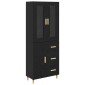 vidaXL Highboard Μαύρη Οξυά 34,5 x 34 x 180 εκ. Επεξεργασμένο Ξύλο