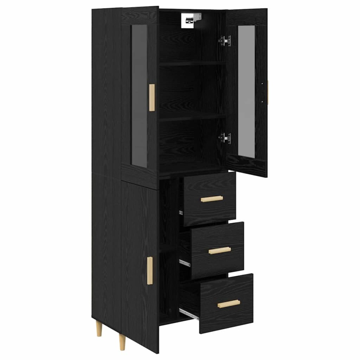 vidaXL Highboard Μαύρη Οξυά 34,5 x 34 x 180 εκ. Επεξεργασμένο Ξύλο