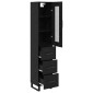 vidaXL Highboard Μαύρη Οξυά 34,5 x 34 x 180 εκ. Επεξεργασμένο Ξύλο
