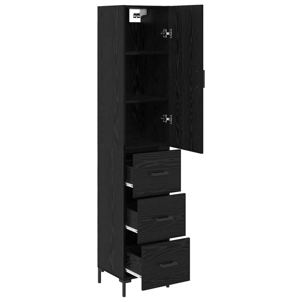 vidaXL Highboard Μαύρη Οξυά 34,5 x 34 x 180 εκ. Επεξεργασμένο Ξύλο