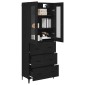vidaXL Highboard Μαύρη Οξυά 69,5 x 34 x 180 εκ. Επεξεργασμένο Ξύλο