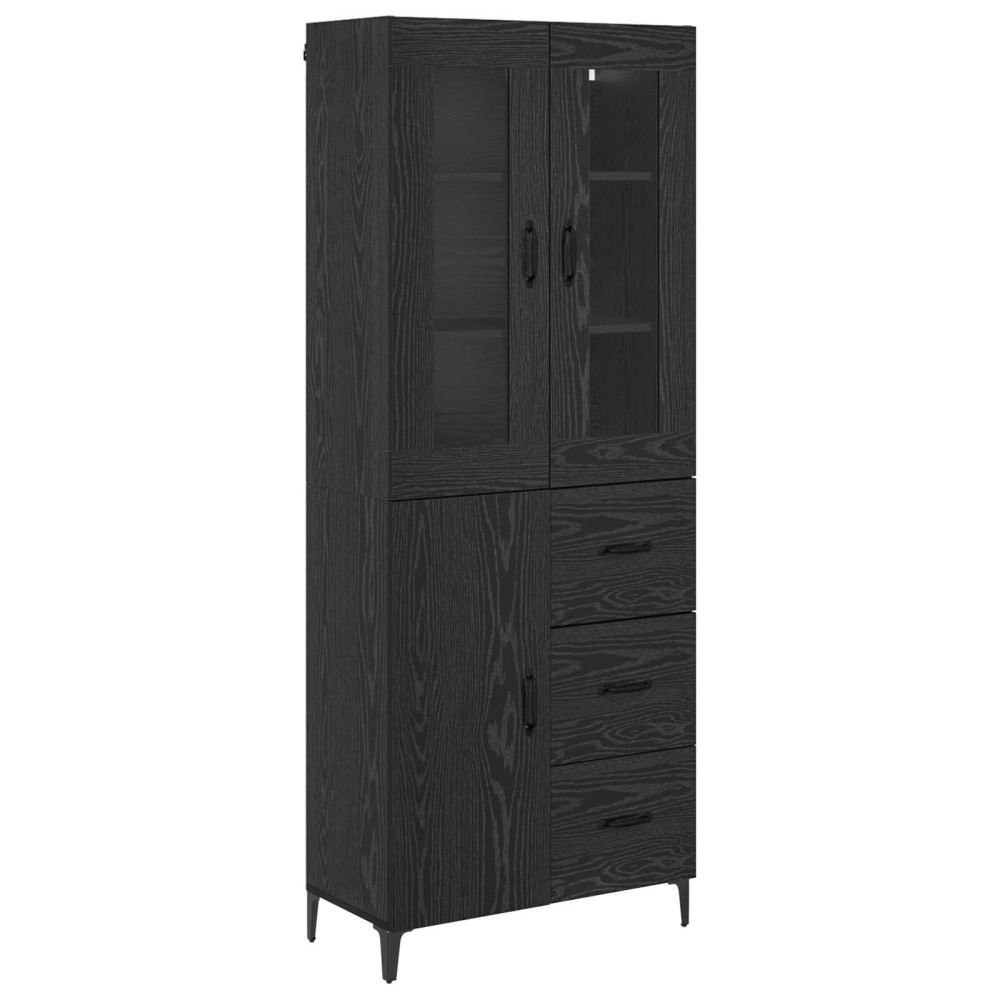 vidaXL Highboard Μαύρη Οξυά 69,5 x 34 x 180 εκ. Επεξεργασμένο Ξύλο