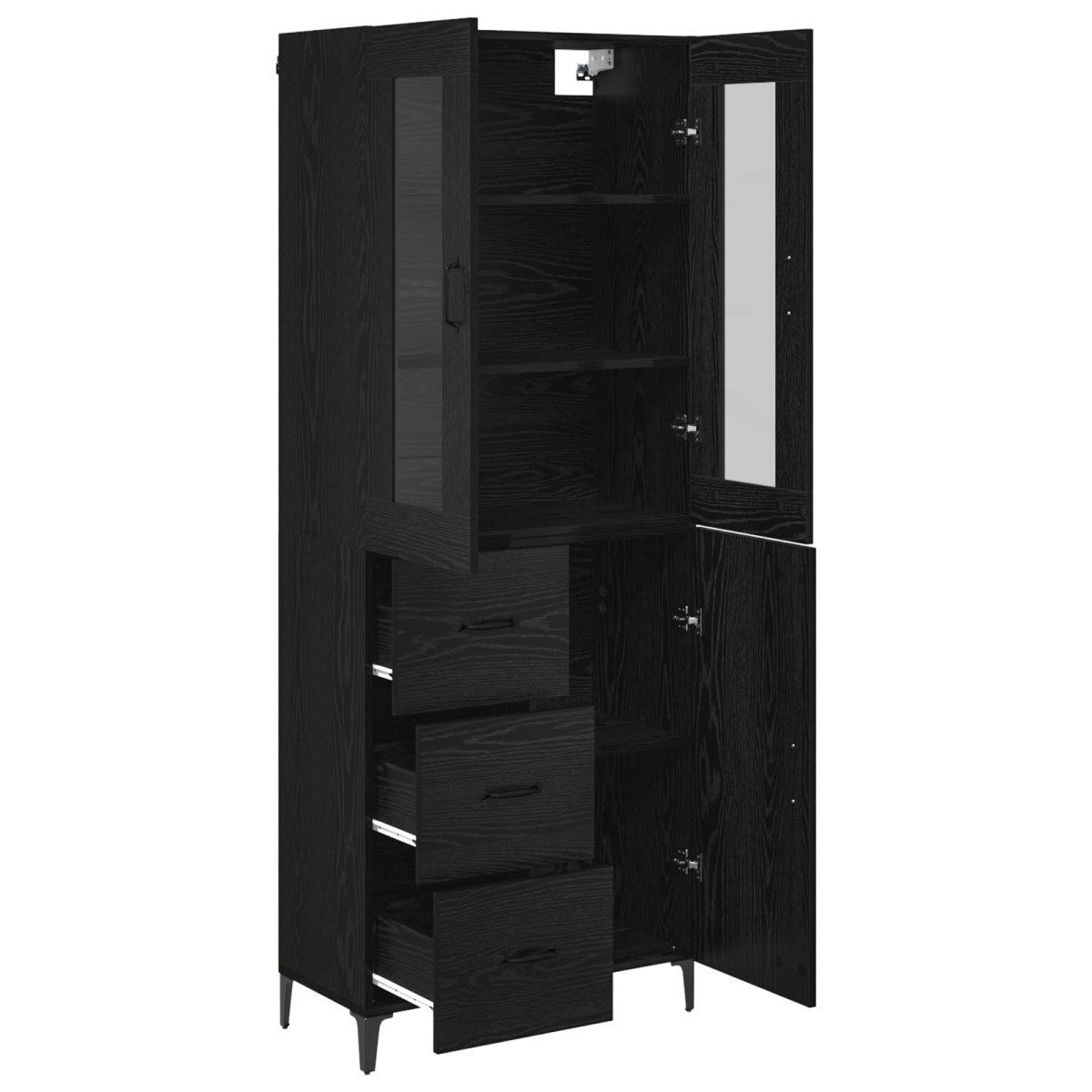 vidaXL Highboard Μαύρη Οξυά 69,5 x 34 x 180 εκ. Επεξεργασμένο Ξύλο