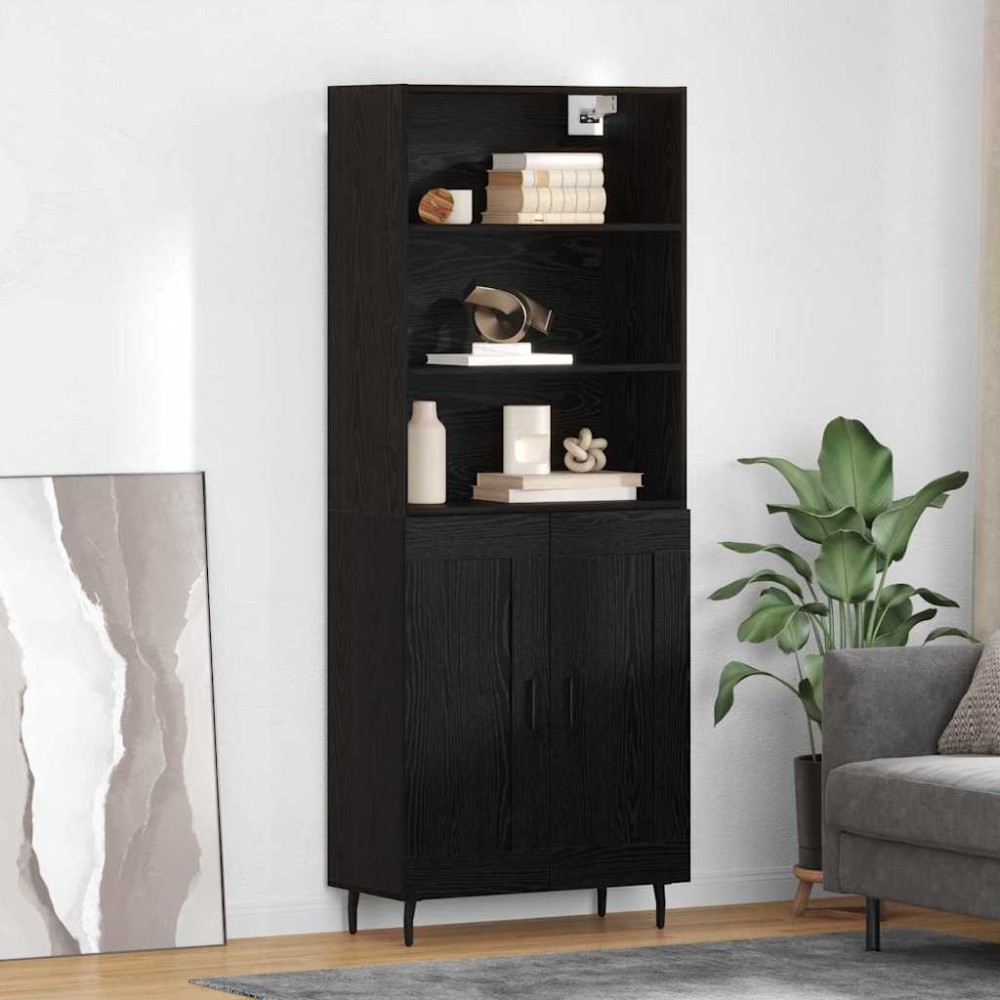 vidaXL Highboard 2 τμχ. Μαύρη Οξυά 69,5 x 34 x 180 εκ.