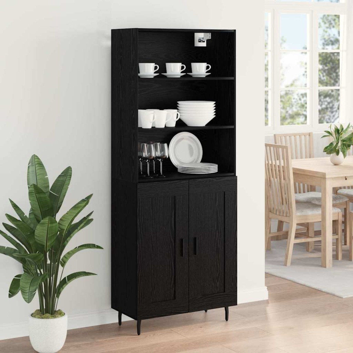 vidaXL Highboard 2 τμχ. Μαύρη Οξυά 69,5 x 34 x 180 εκ.