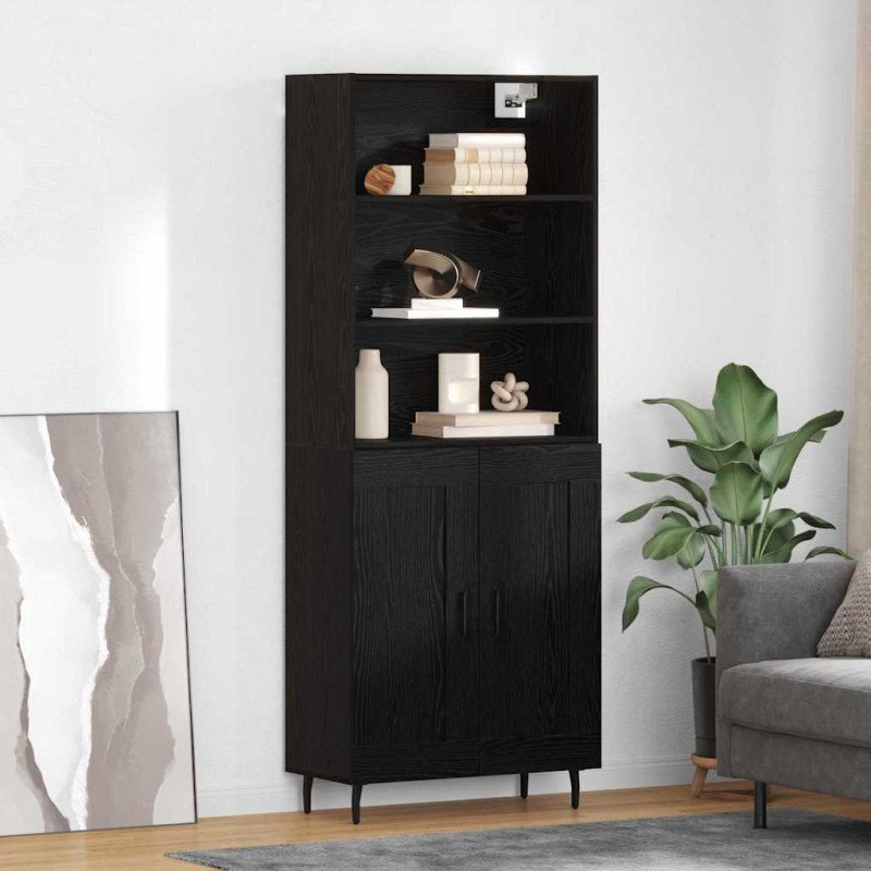 vidaXL Highboard 2 τμχ. Μαύρη Οξυά 69,5 x 34 x 180 εκ.