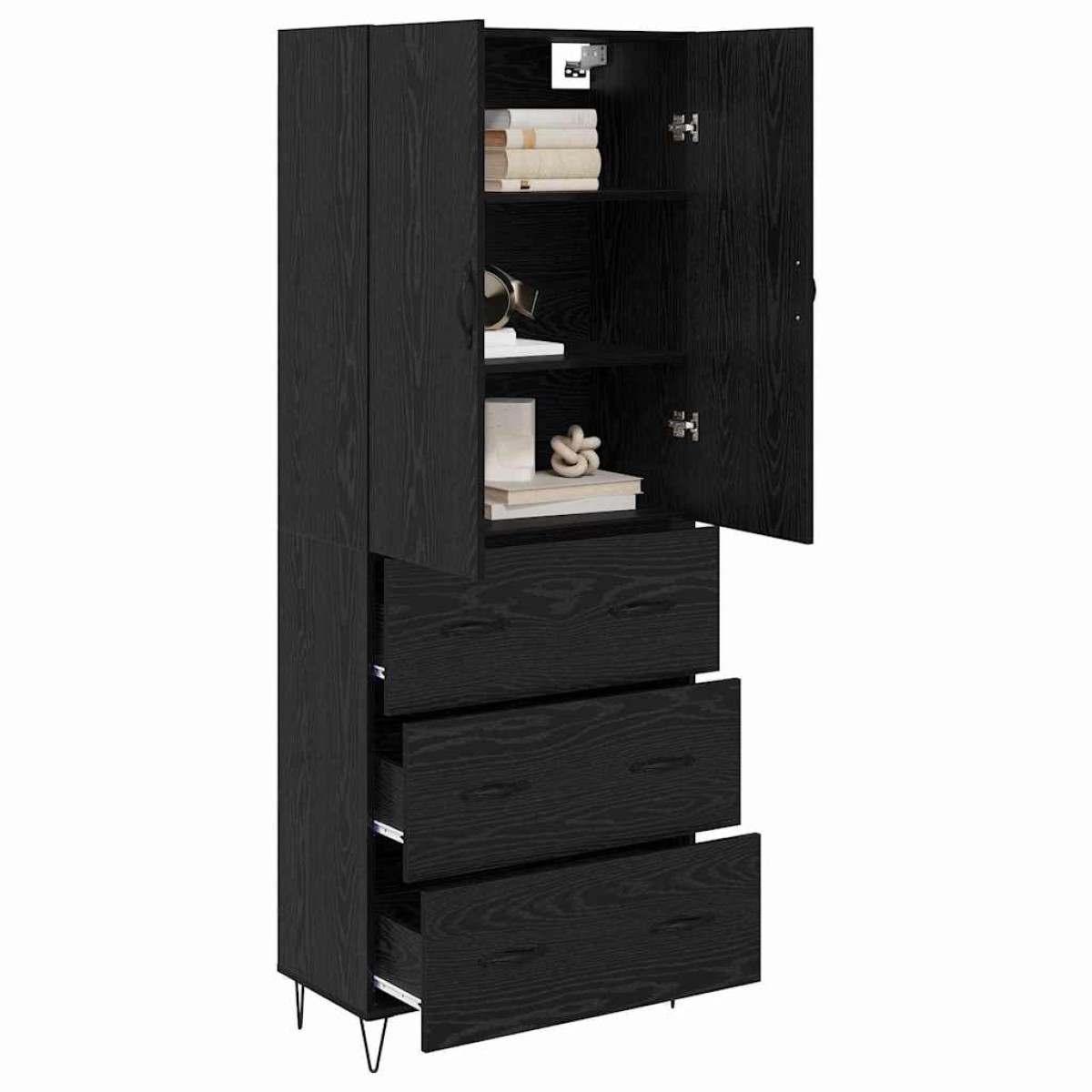 vidaXL Highboard 2 τμχ. Μαύρη Οξυά 69,5 x 34 x 180 εκ.