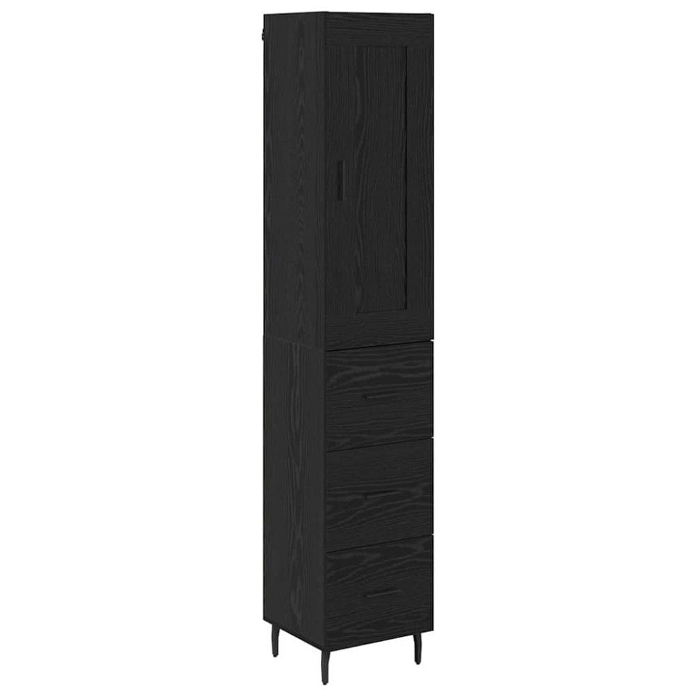 vidaXL Highboard Μαύρη Οξυά 34,5 x 34 x 180 εκ. Επεξεργασμένο Ξύλο