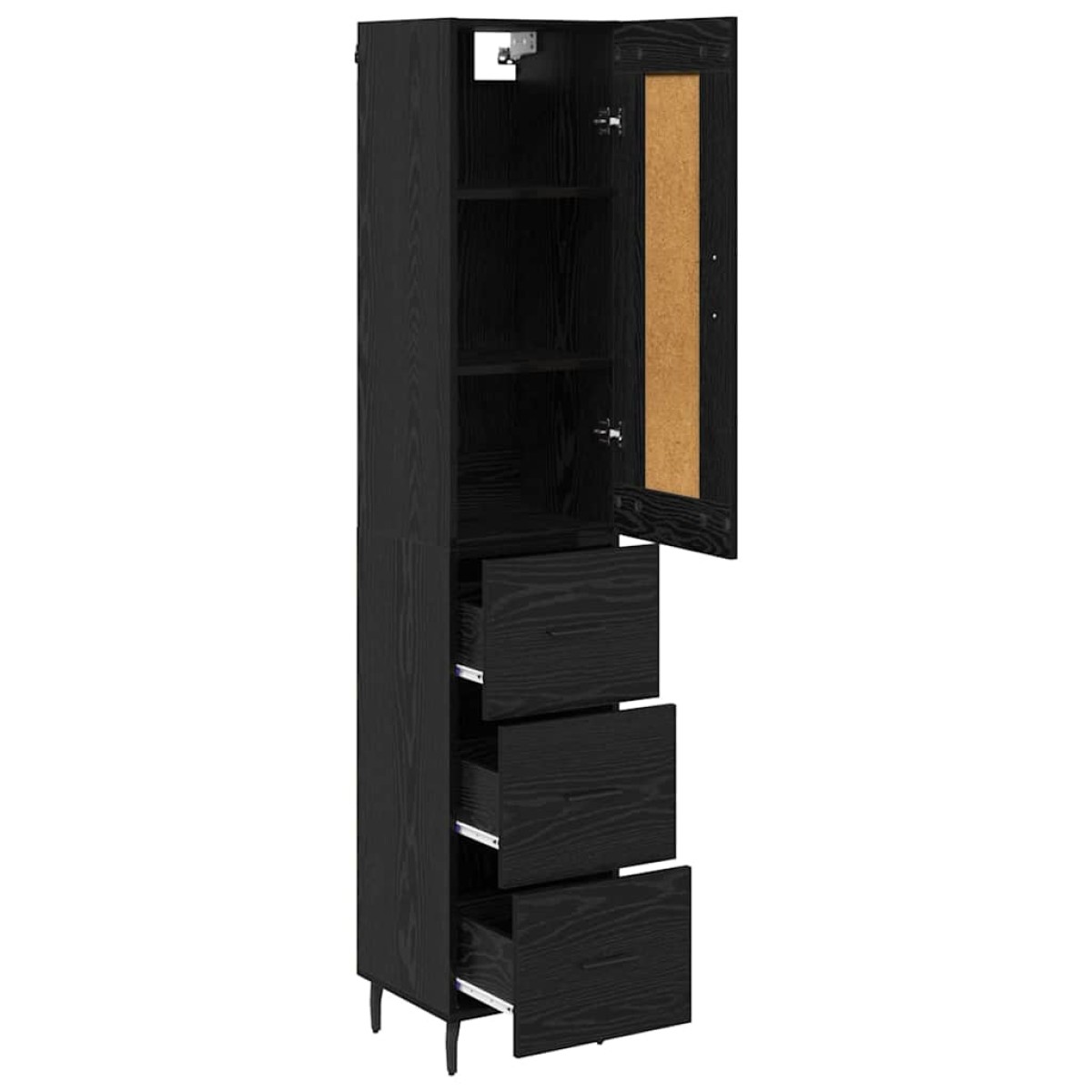 vidaXL Highboard Μαύρη Οξυά 34,5 x 34 x 180 εκ. Επεξεργασμένο Ξύλο