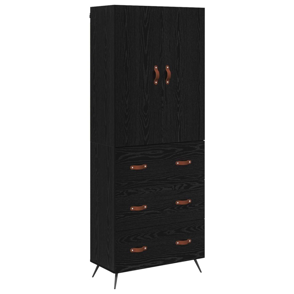 vidaXL Highboard Μαύρη Οξυά 69,5 x 34 x 180 εκ. Επεξεργασμένο Ξύλο