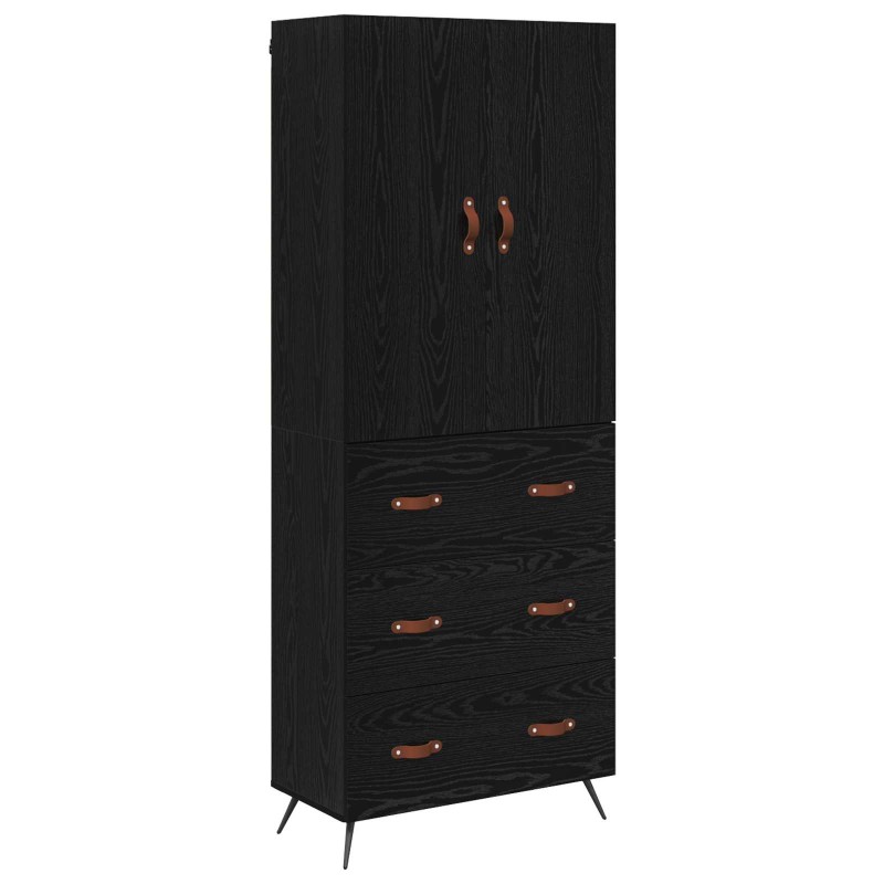 vidaXL Highboard Μαύρη Οξυά 69,5 x 34 x 180 εκ. Επεξεργασμένο Ξύλο