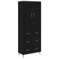 vidaXL Highboard Μαύρη Οξυά 69,5 x 34 x 180 εκ. Επεξεργασμένο Ξύλο