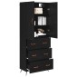 vidaXL Highboard Μαύρη Οξυά 69,5 x 34 x 180 εκ. Επεξεργασμένο Ξύλο
