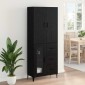 vidaXL Highboard Μαύρη Οξυά 69,5 x 34 x 180 εκ. Επεξεργασμένο Ξύλο