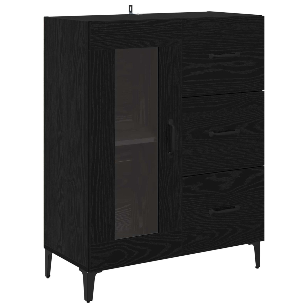 vidaXL Highboard Μαύρη Οξυά 69,5 x 34 x 180 εκ. Επεξεργασμένο Ξύλο