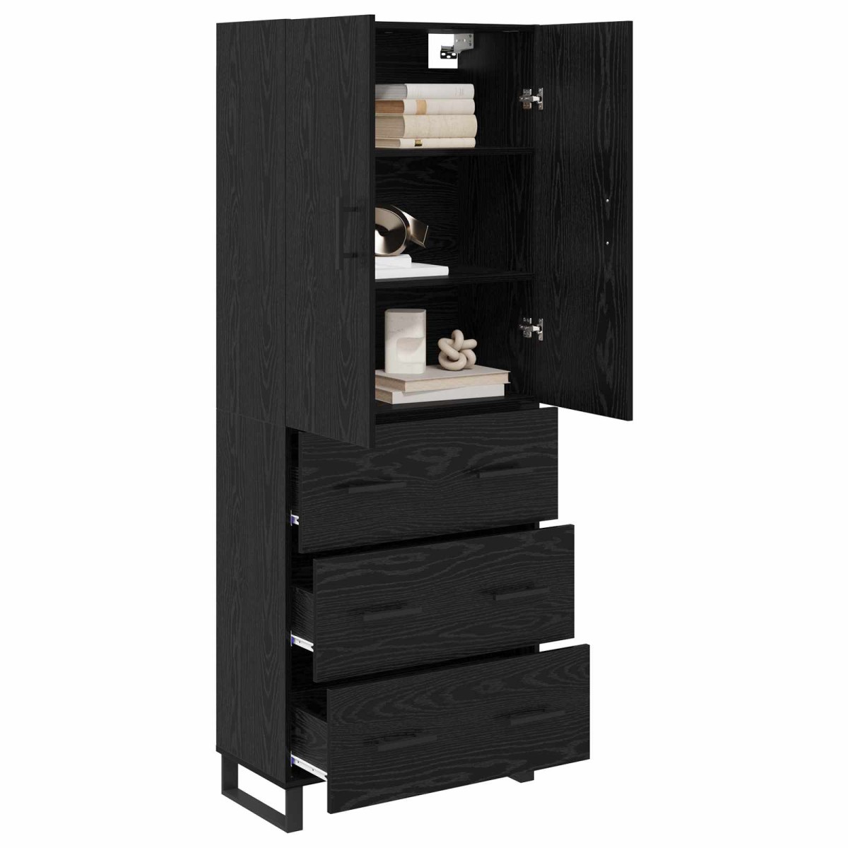 vidaXL Highboard 2 τμχ. Μαύρη Οξυά 69,5 x 34 x 180 εκ.