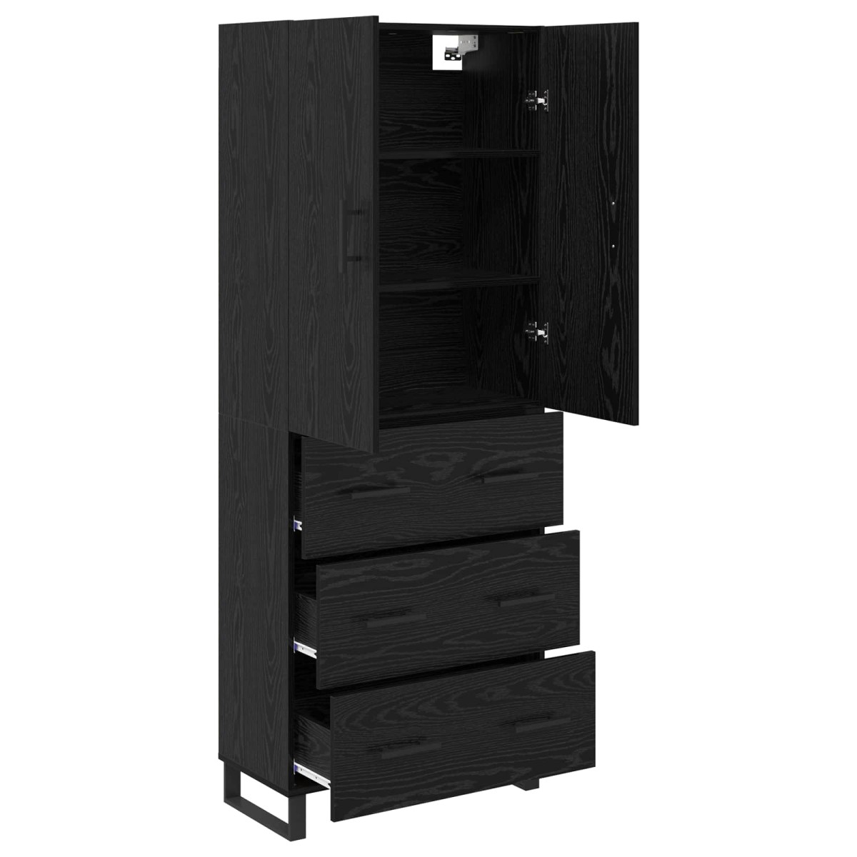 vidaXL Highboard 2 τμχ. Μαύρη Οξυά 69,5 x 34 x 180 εκ.