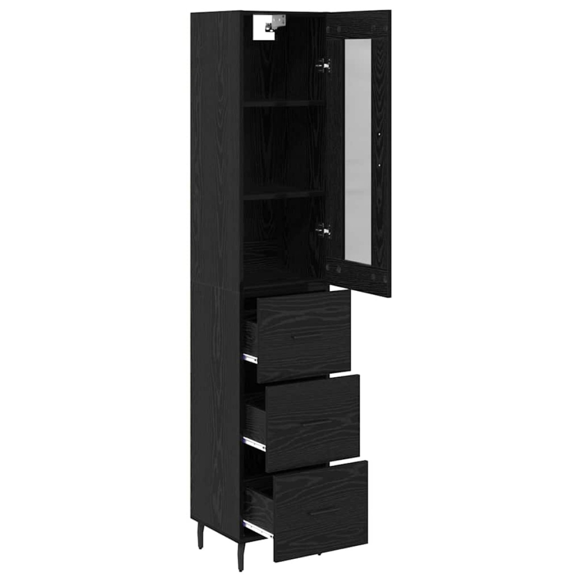 vidaXL Highboard Μαύρη Οξυά 34,5 x 34 x 180 εκ. Επεξεργασμένο Ξύλο