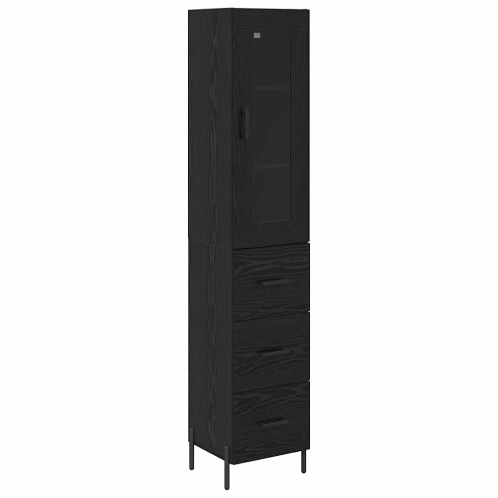 vidaXL Highboard Μαύρη Οξυά 34,5 x 34 x 180 εκ. Επεξεργασμένο Ξύλο