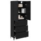 vidaXL Highboard Μαύρη Οξυά 69,5 x 34 x 180 εκ. Επεξεργασμένο Ξύλο