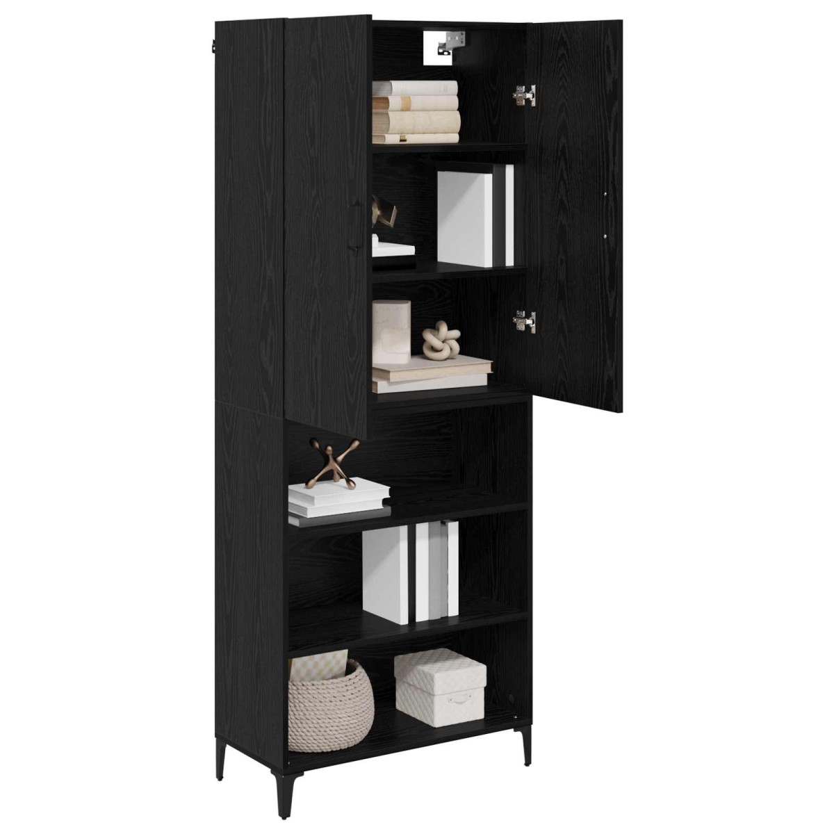 vidaXL Highboard Μαύρη Οξυά 69,5 x 34 x 180 εκ. Επεξεργασμένο Ξύλο