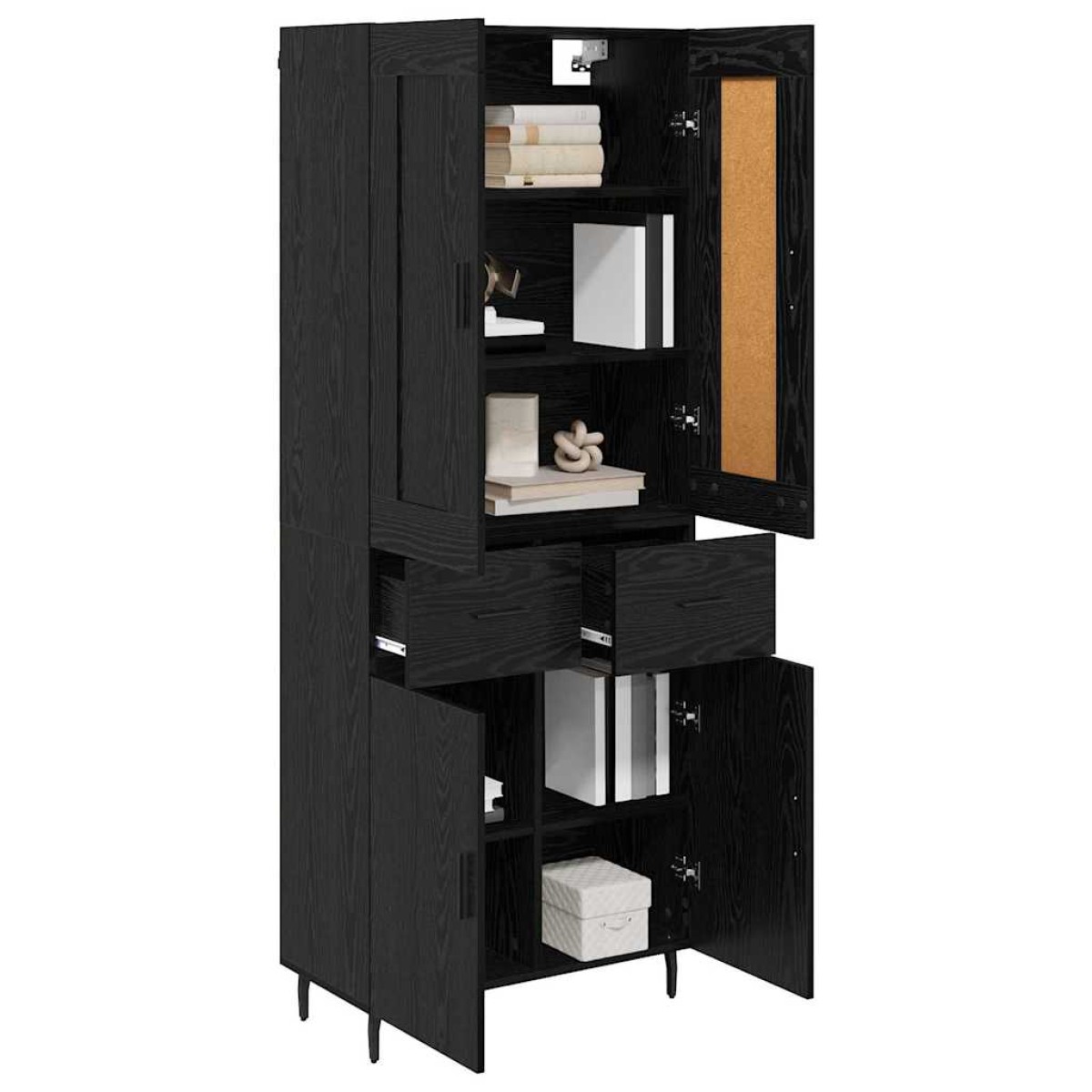 vidaXL Highboard 2 τμχ. Μαύρη Οξυά 69,5 x 34 x 180 εκ.