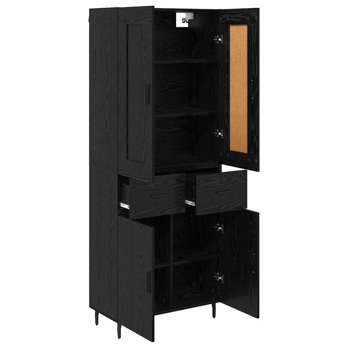 vidaXL Highboard 2 τμχ. Μαύρη Οξυά 69,5 x 34 x 180 εκ.