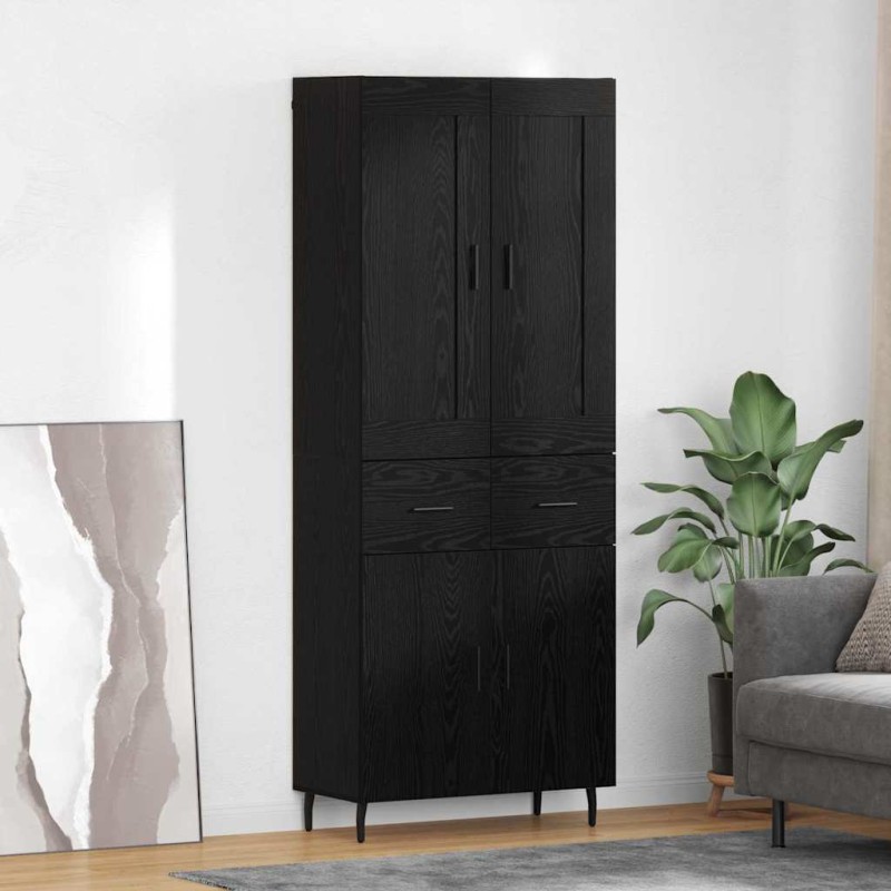 vidaXL Highboard 2 τμχ. Μαύρη Οξυά 69,5 x 34 x 180 εκ.