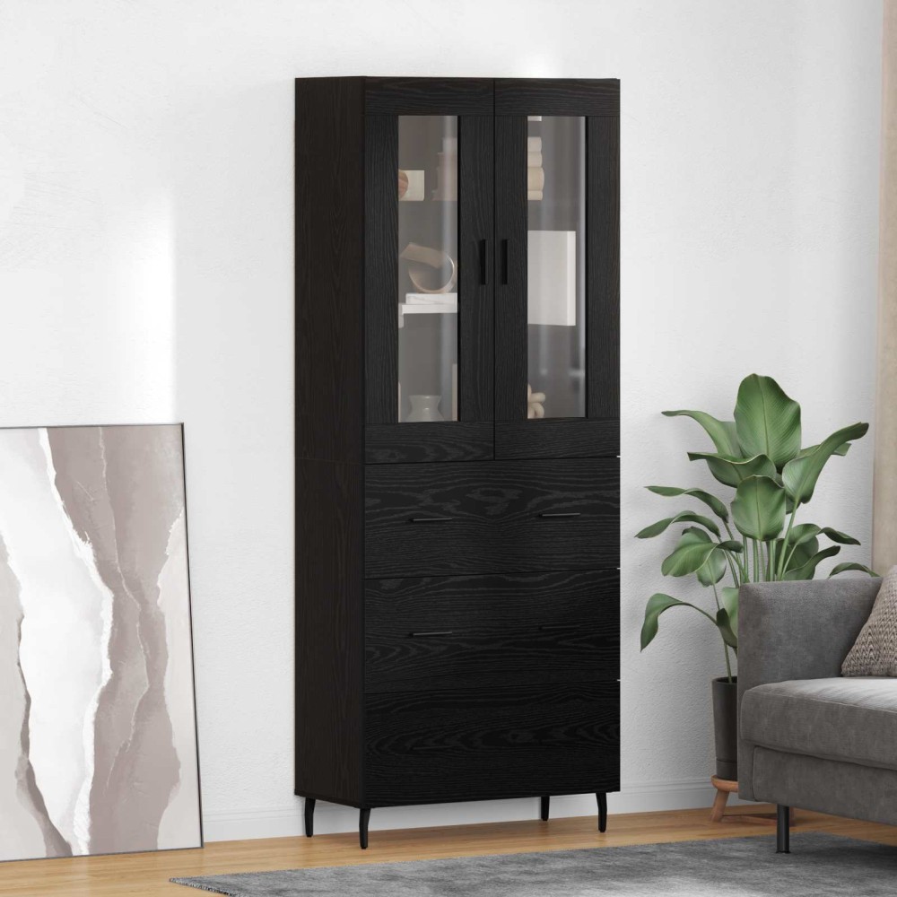 vidaXL Highboard 2 τμχ. Μαύρη Οξυά 69,5 x 34 x 180 εκ.