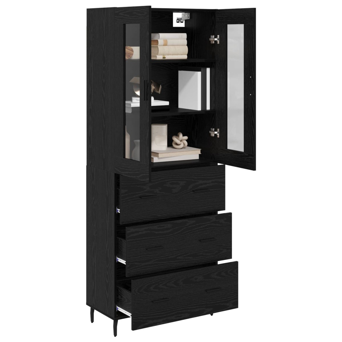vidaXL Highboard 2 τμχ. Μαύρη Οξυά 69,5 x 34 x 180 εκ.